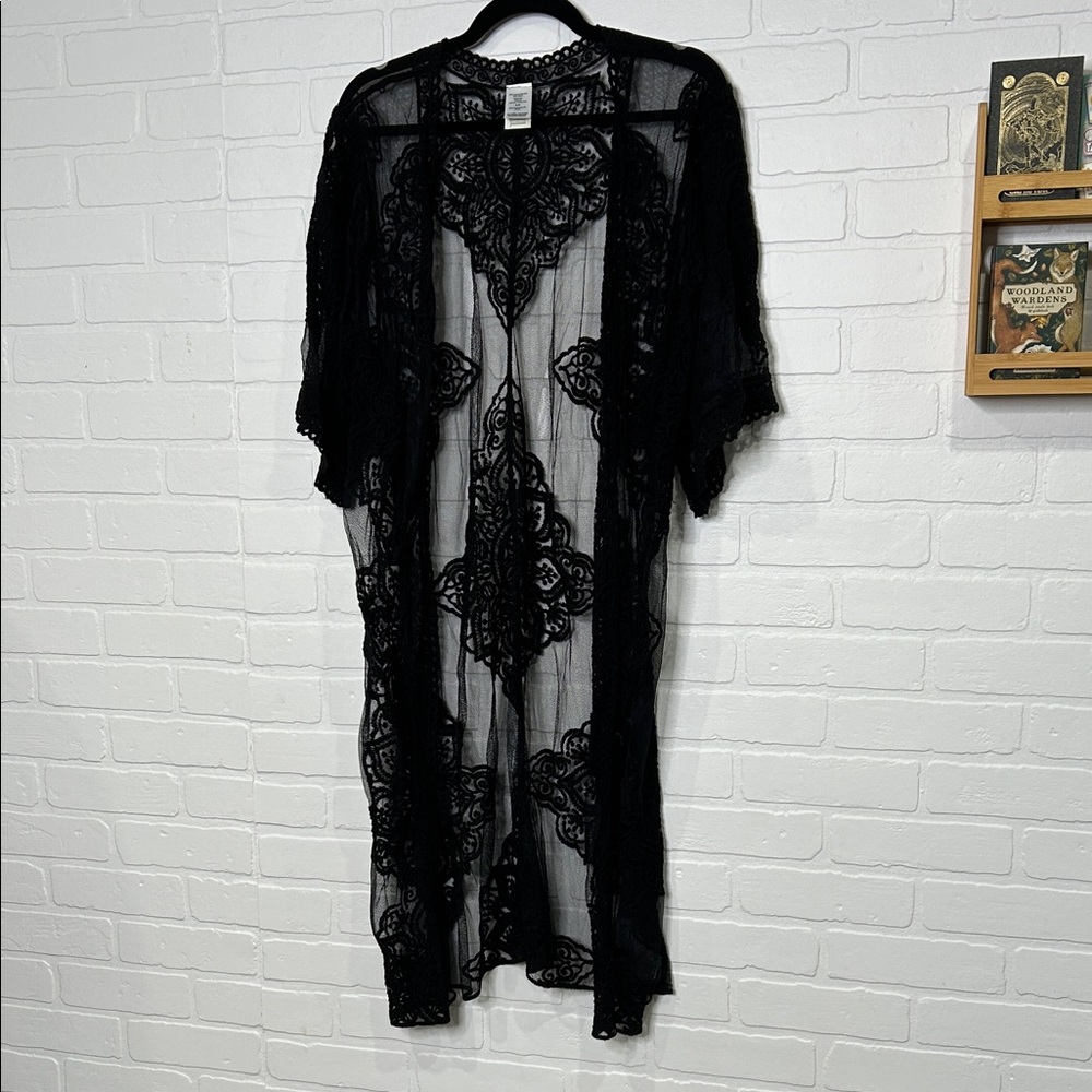 Black Lace Kimono Cover Up